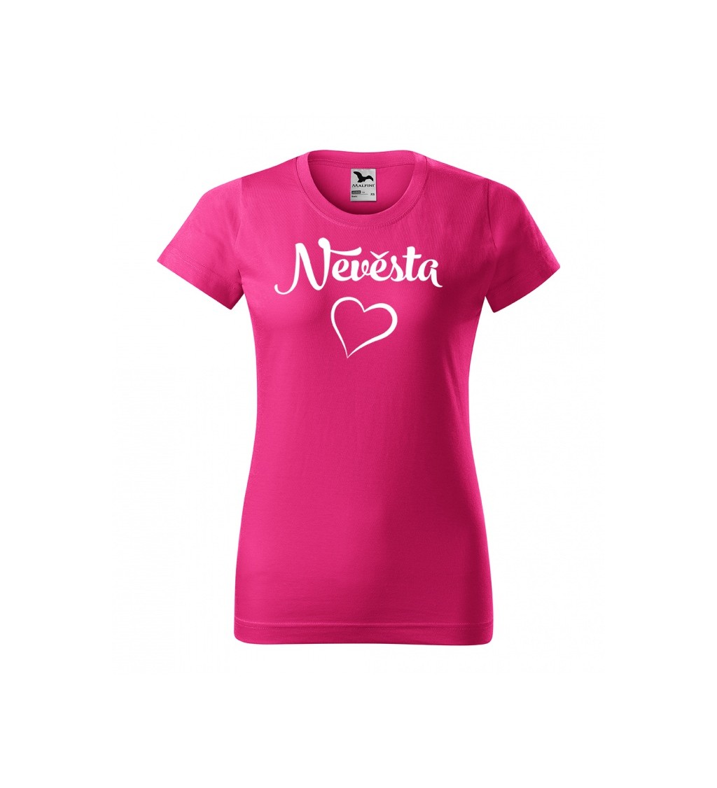 Tričko růžové s nápisem Nevěsta - srdíčko