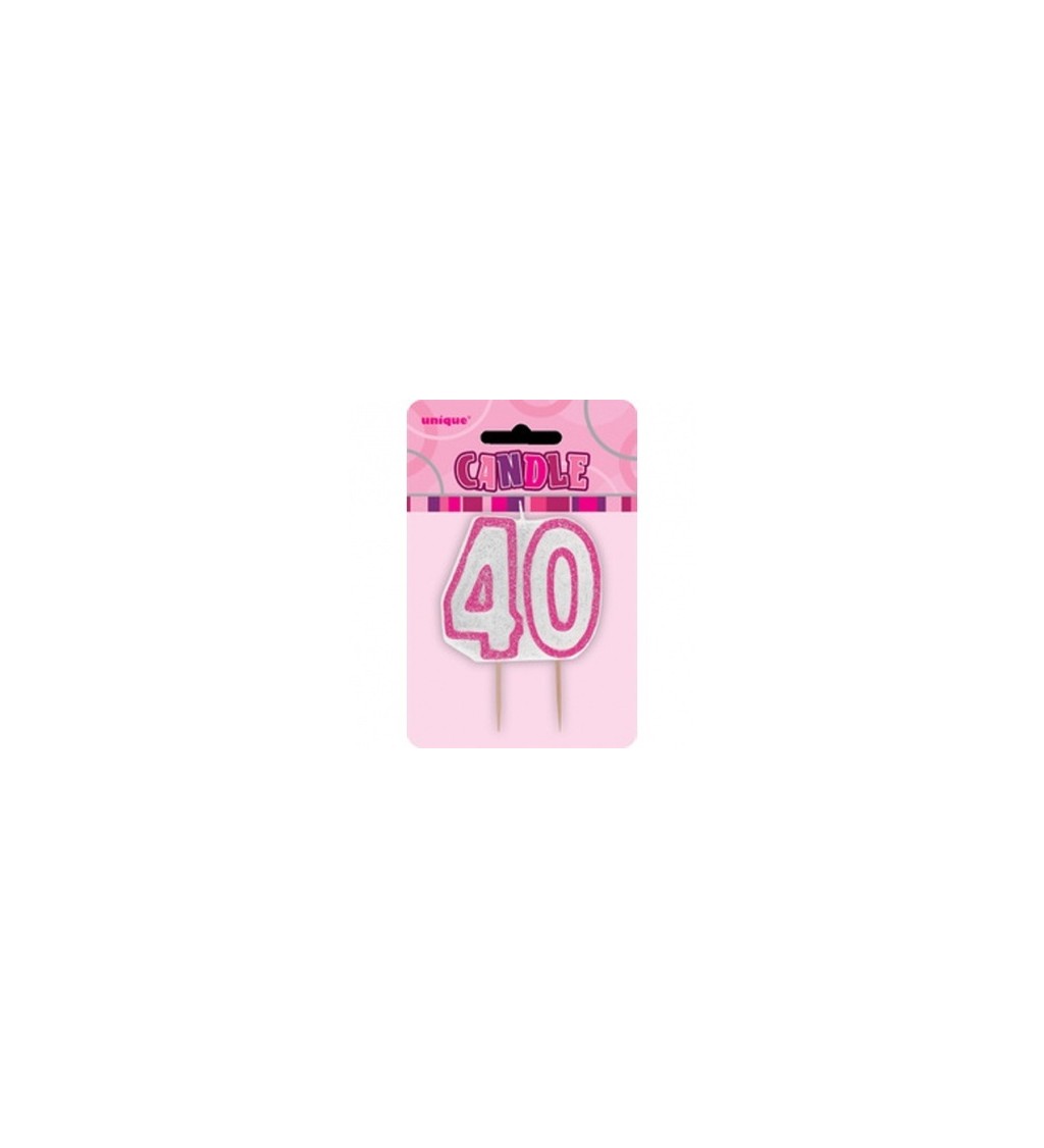 Dortová svíčka 40 - růžová