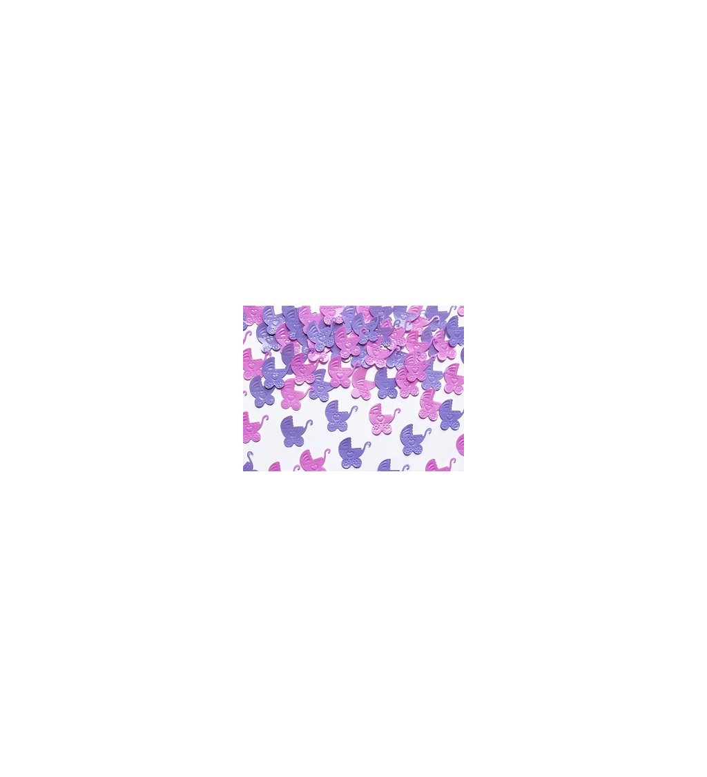 Konfety - Růžové a fialové kočárky