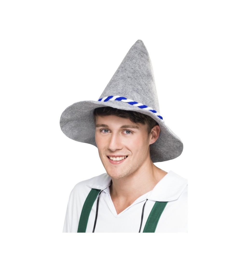 Bavorský klobouk "loupežník" - světle šedý