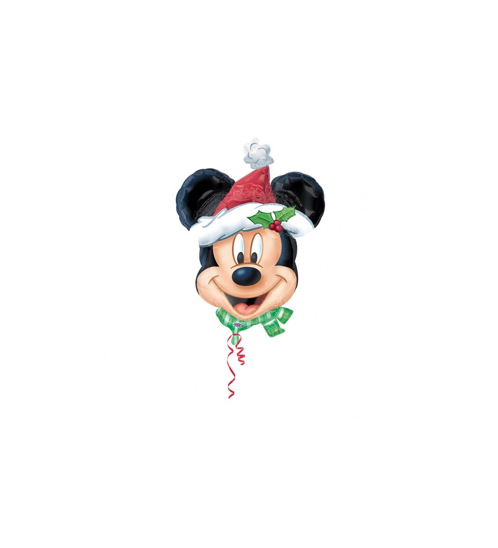 Fóliový balónek - Mickey Mouse ve vánoční čepičce