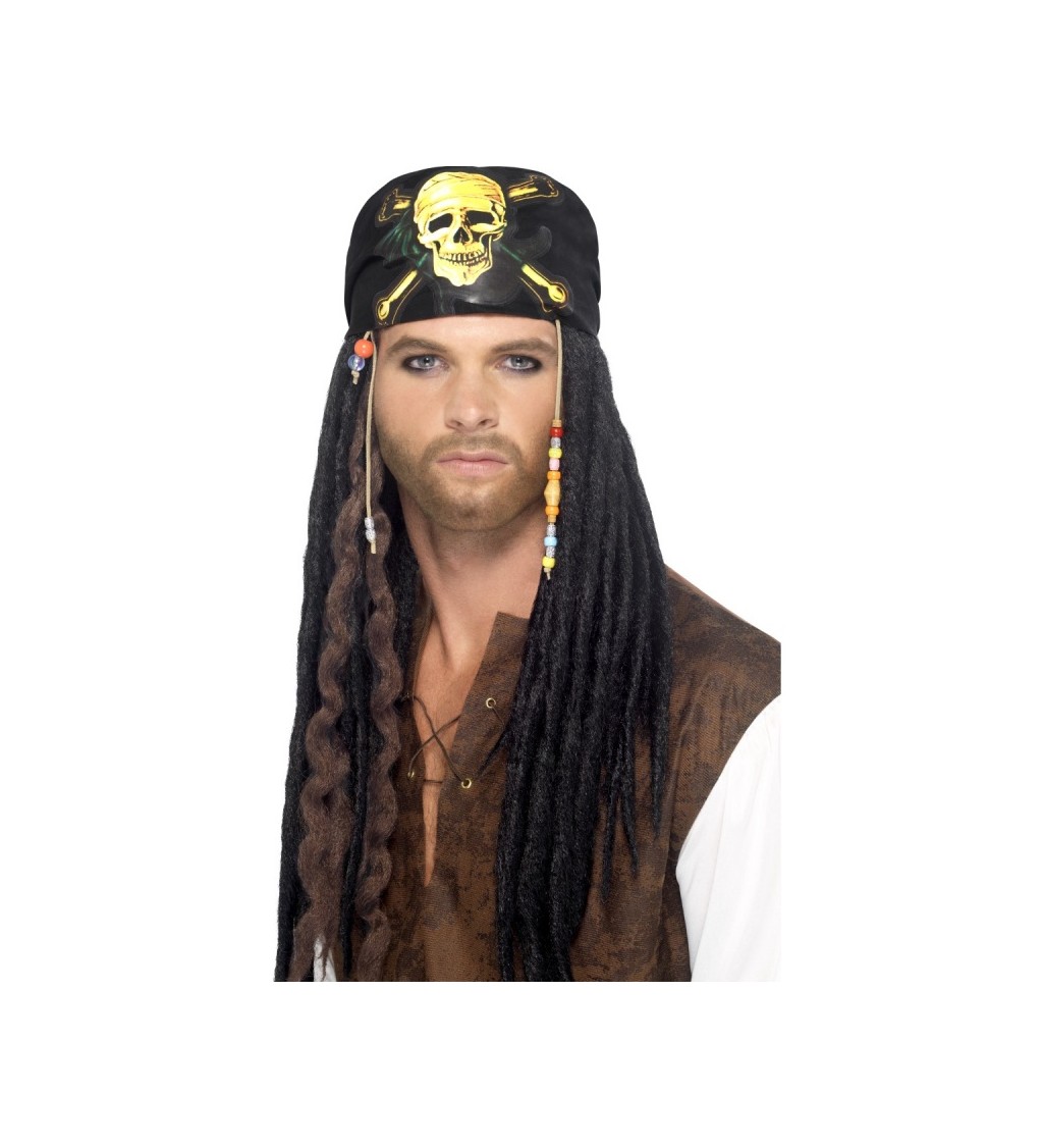Pirátská paruka - dredy a šátek