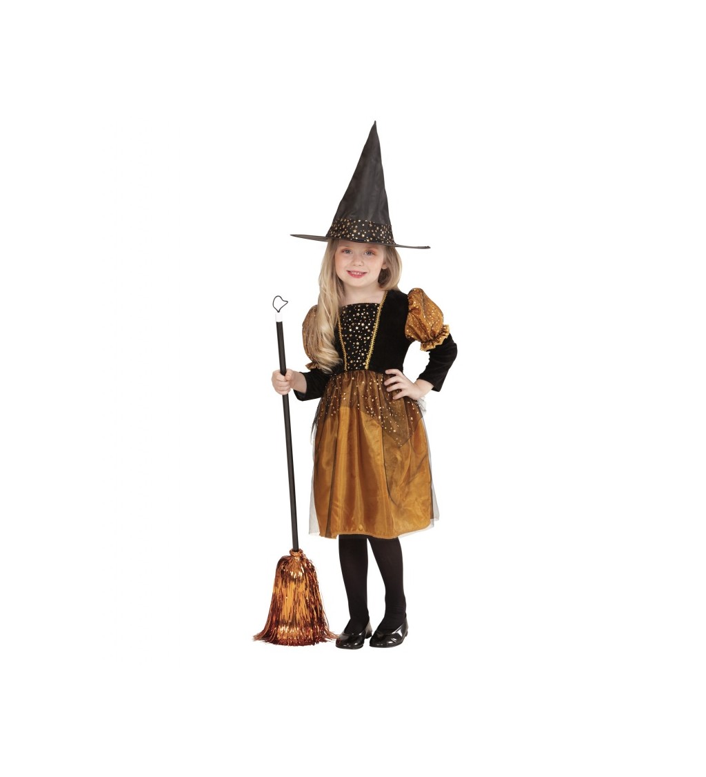 Dětský kostým Malá čarodějnice - zlatá