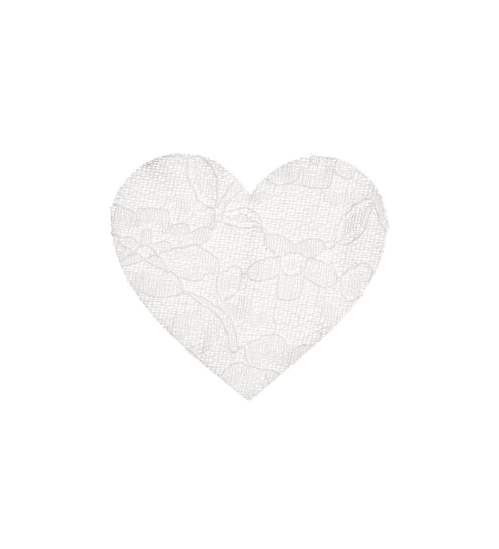 Bílé krajkové srdce - dekorace