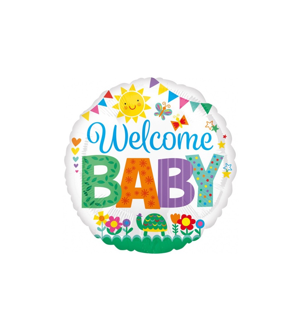 Kulatý fóliový balónek Welcome baby