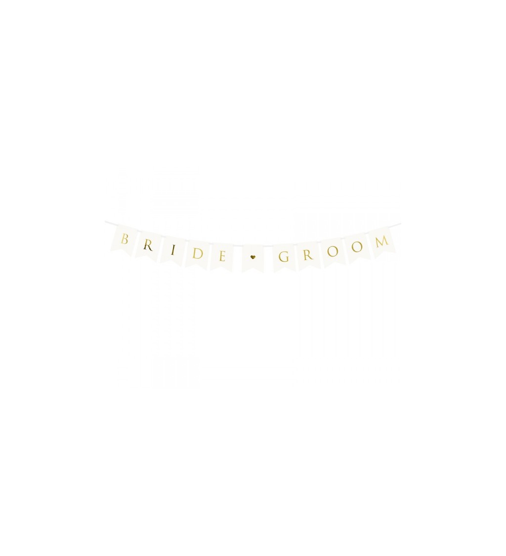 Bílo-zlatý banner - Bride Groom