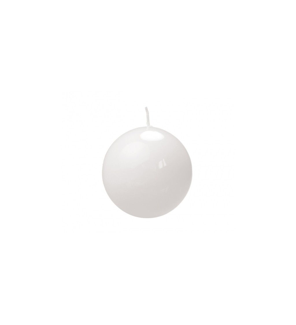 Kulatá lakovaná svíčka (6 cm) - Bílá