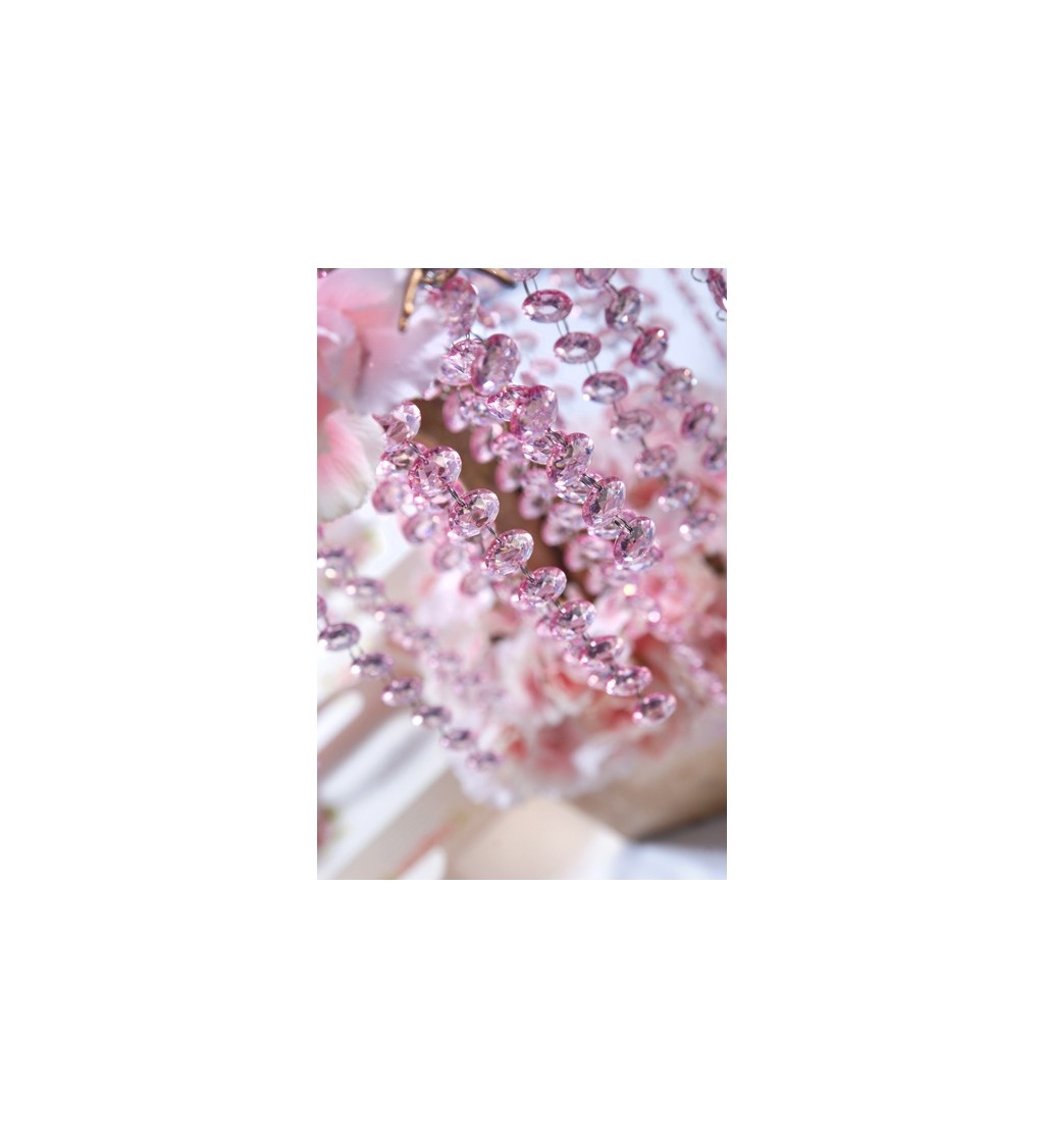 Světle růžové dekorační krystaly - girlanda