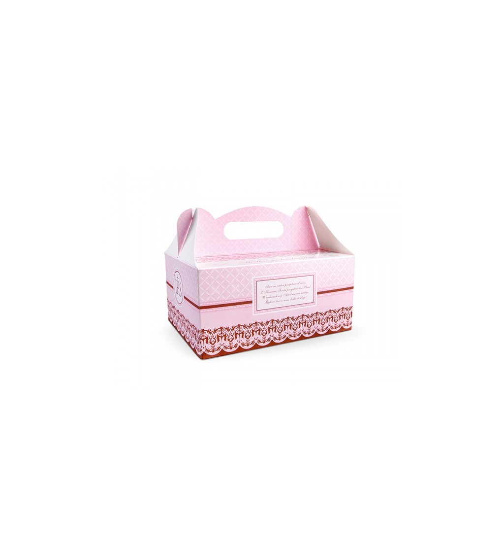 Dekorativní krabička na svatební dortíky - růžová