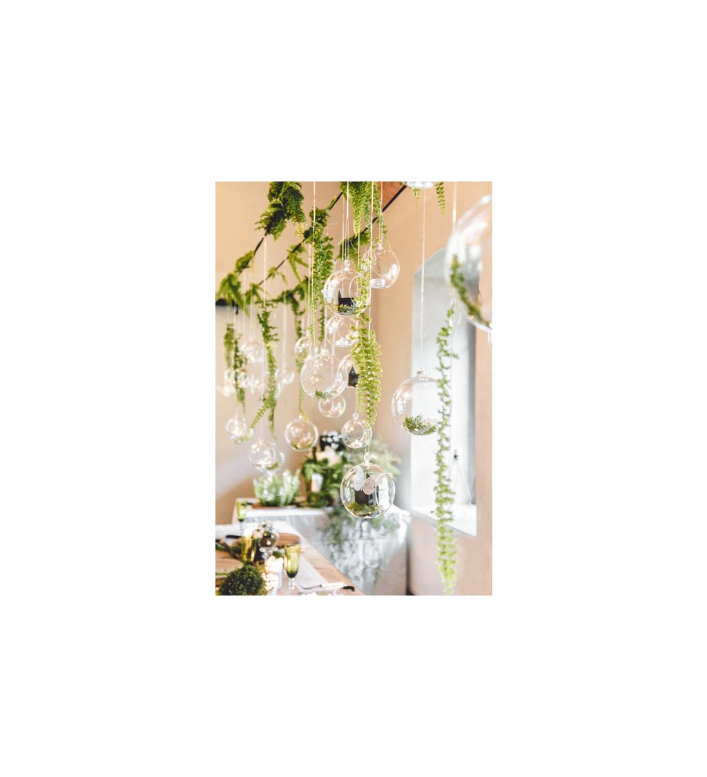 Skleněná koule - závěsný svícen