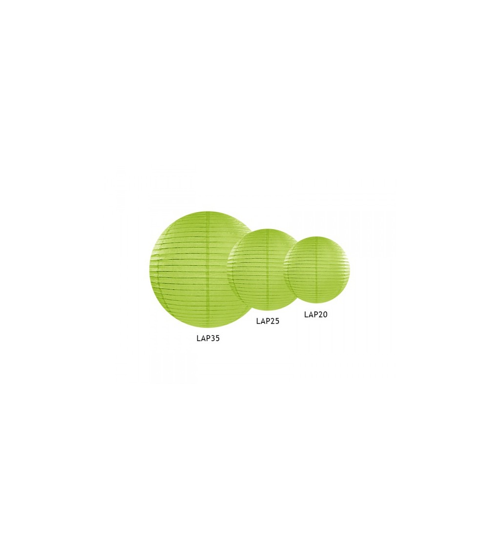 Světle zelený lampión - koule 20 cm
