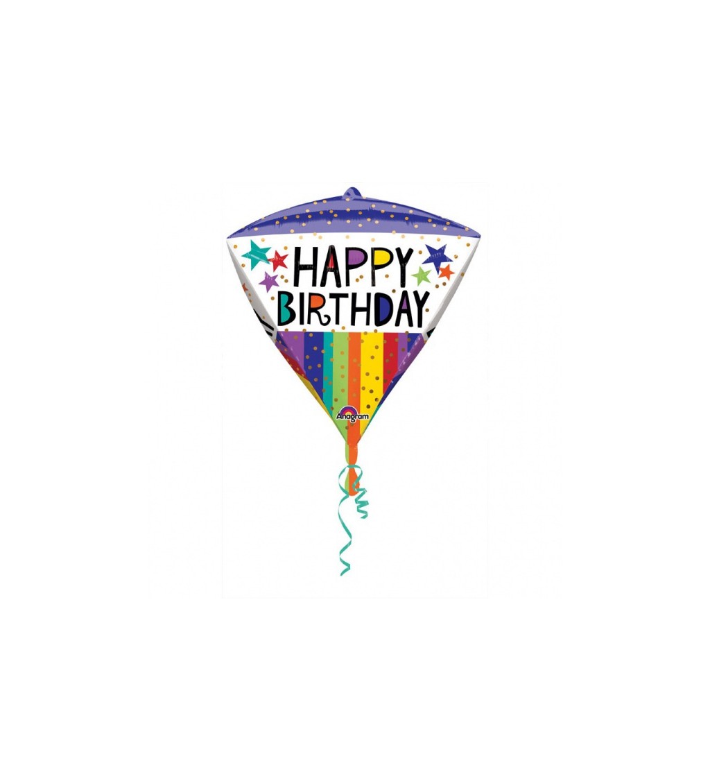 Fóliový balónek Happy Birthday - diamant