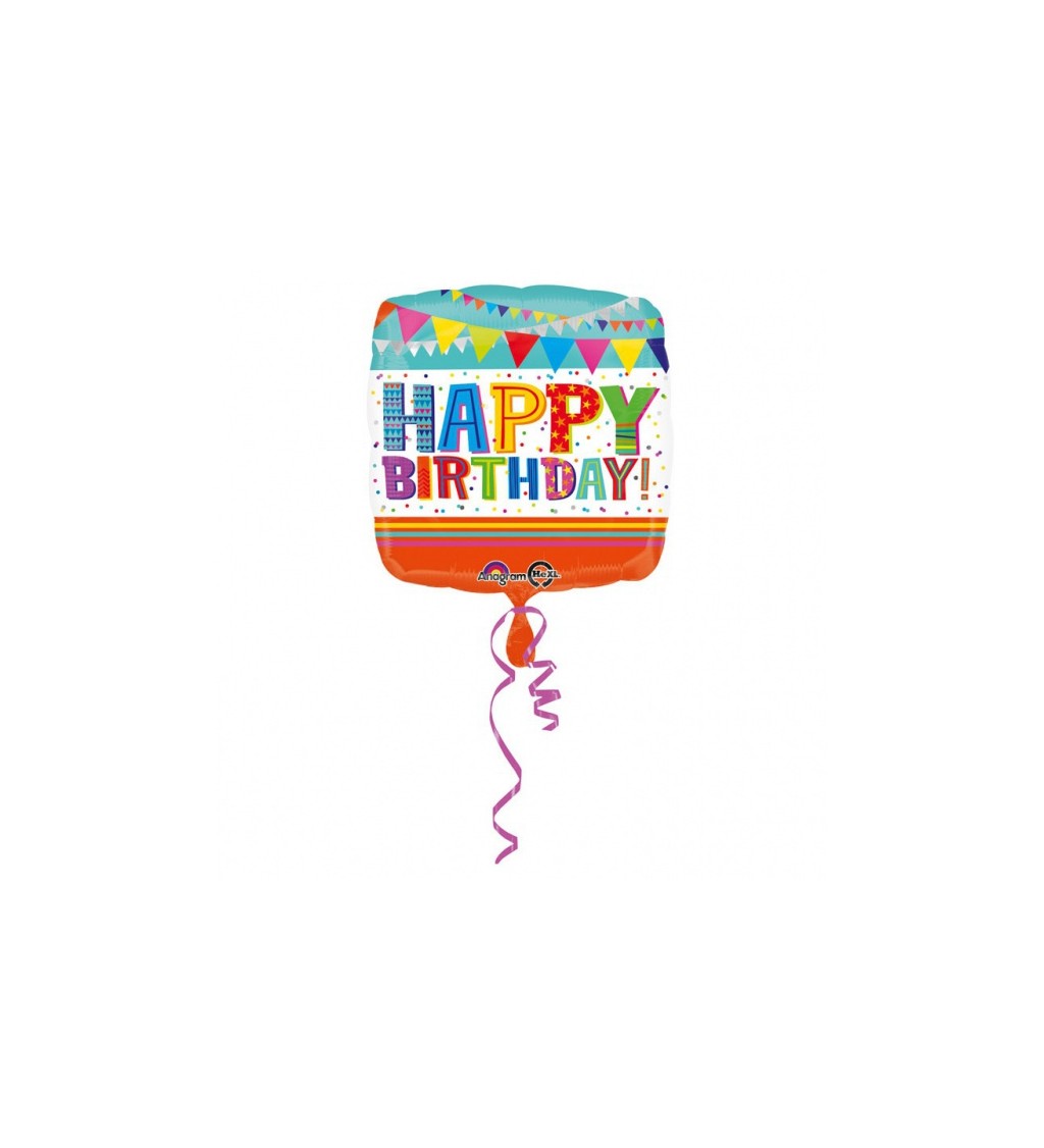 Narozeninový fóliový balónek - čtverec
