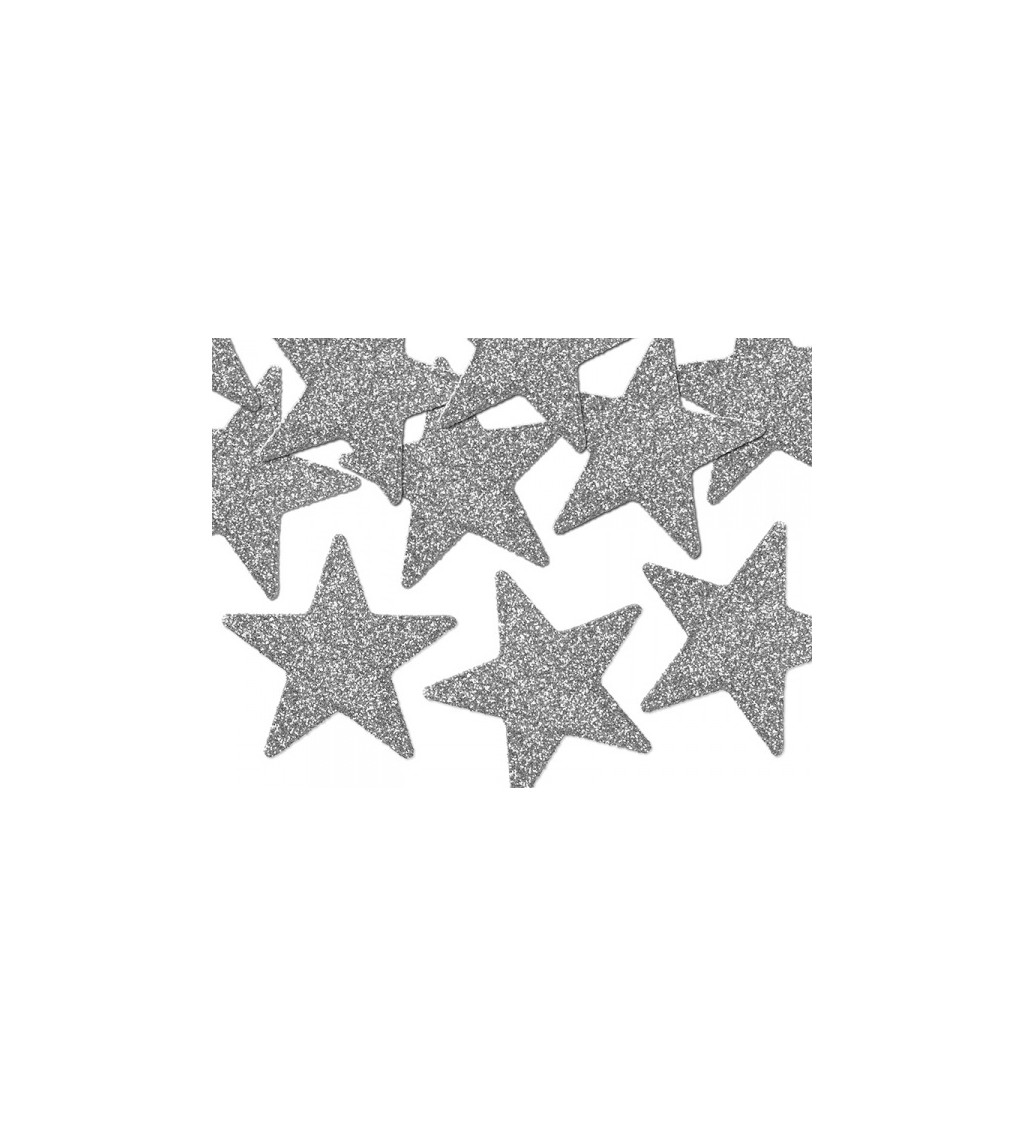 Konfety stříbrné glitter hvězdy