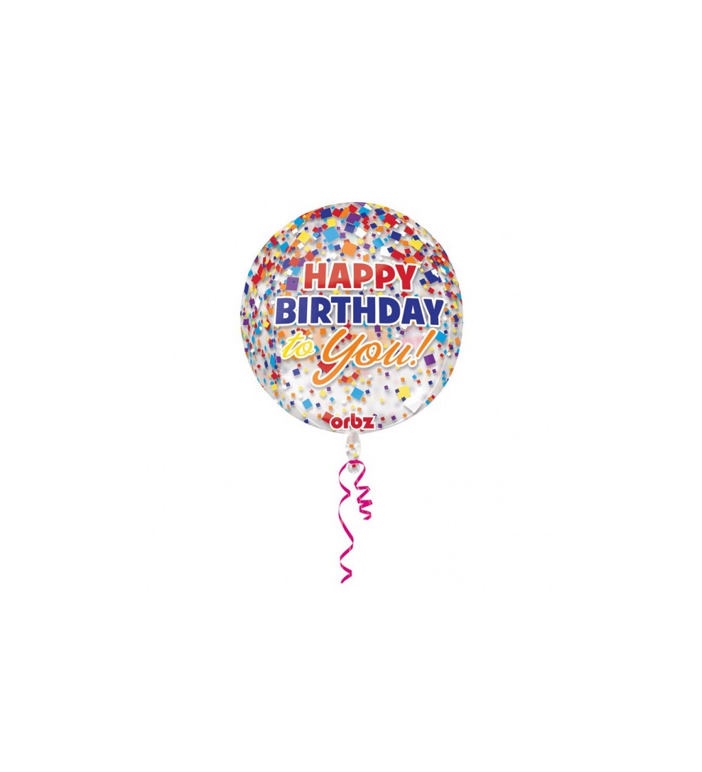 Fóliový balónek s konfetami - narozeniny