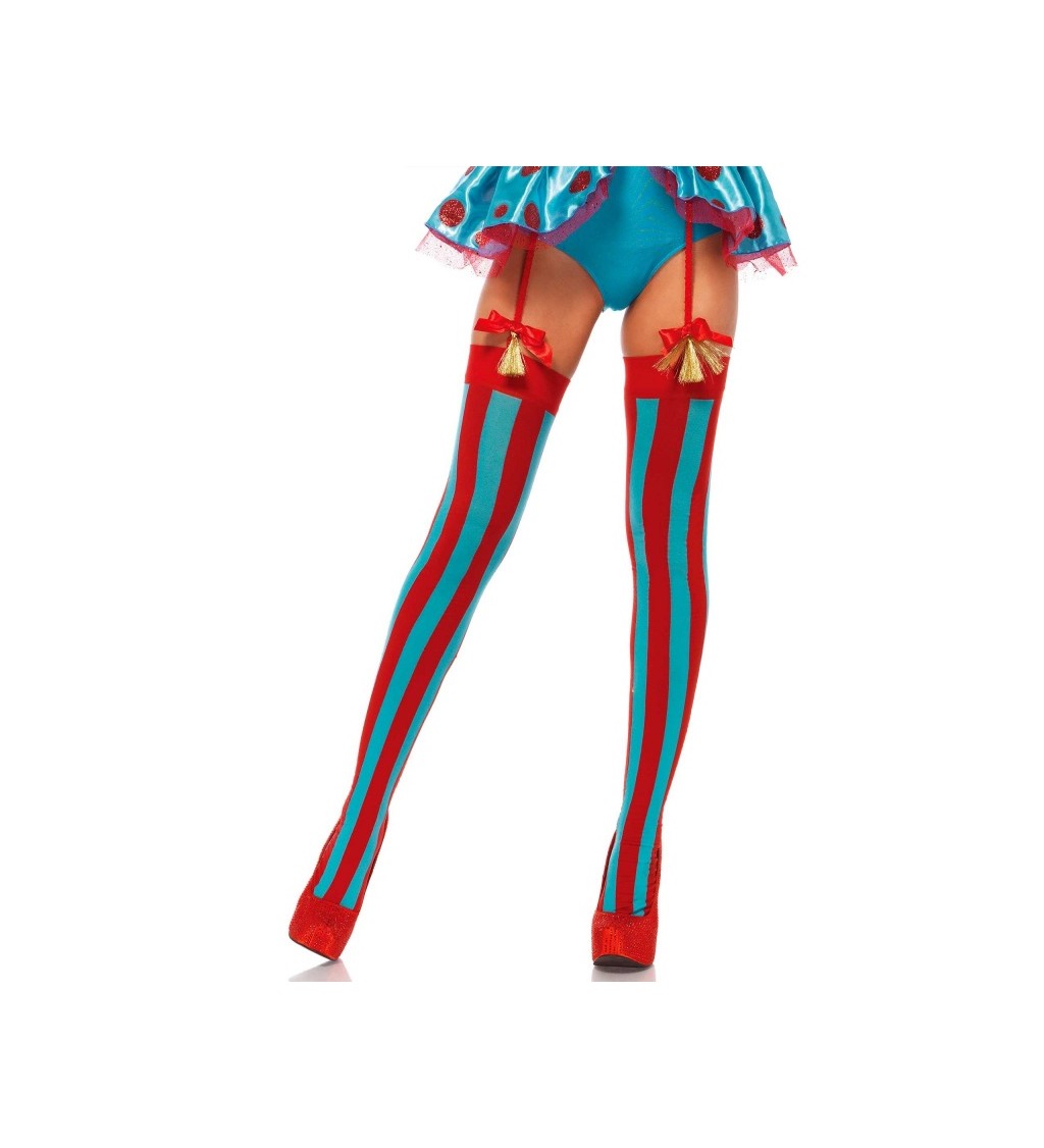 Samodržící punčochy - modro-červené