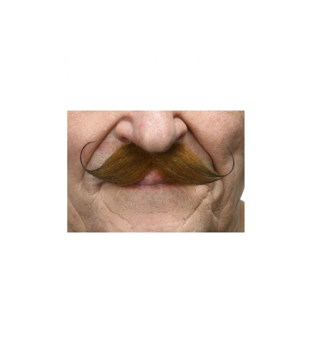 Zakroucený nalepovací knír - rezavý