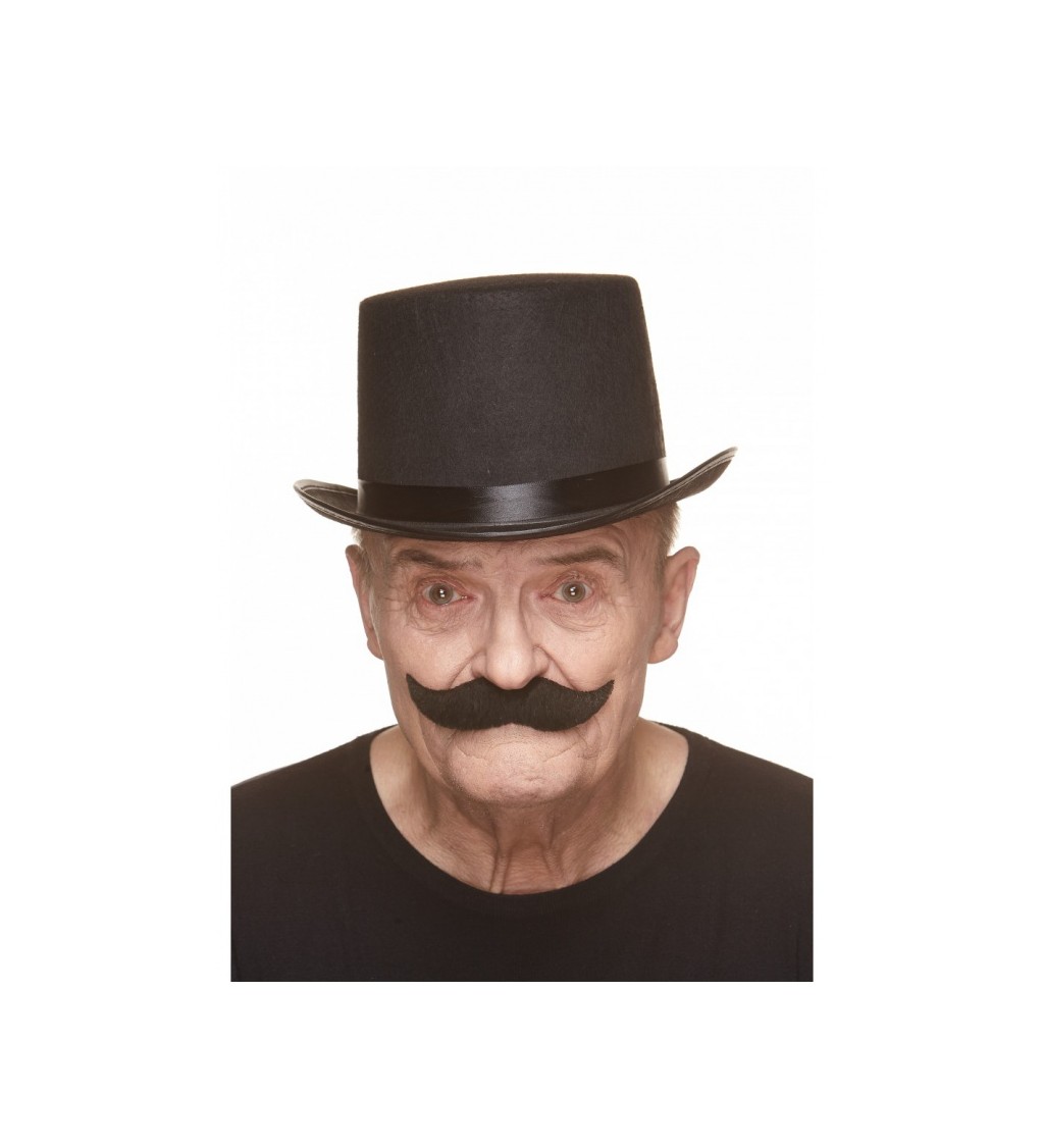 Hustý nalepovací knírek - černý 