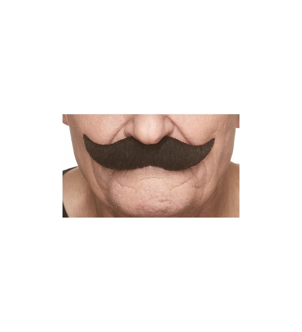 Hustý nalepovací knírek - černý 