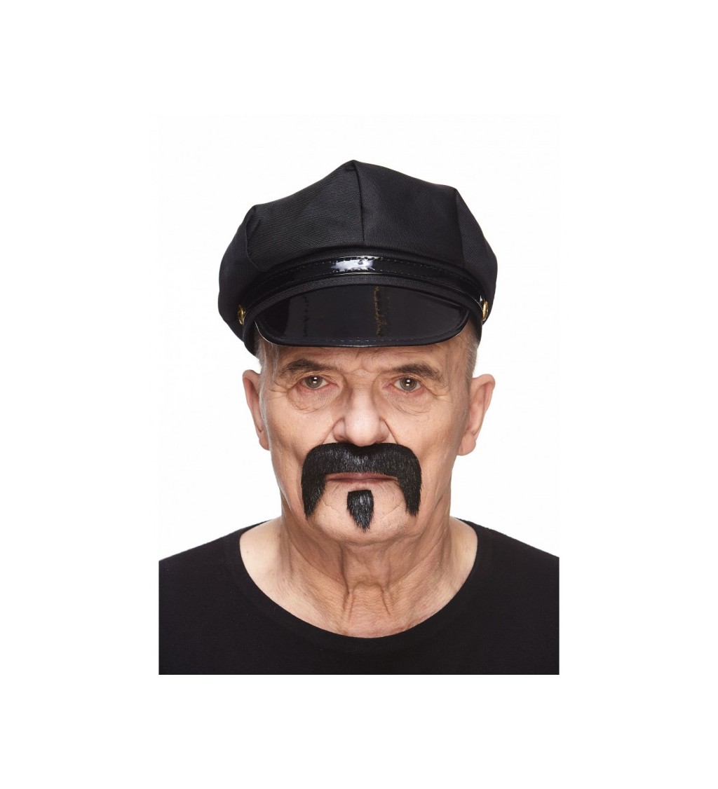 Nalepovací knírek s bradkou - černý