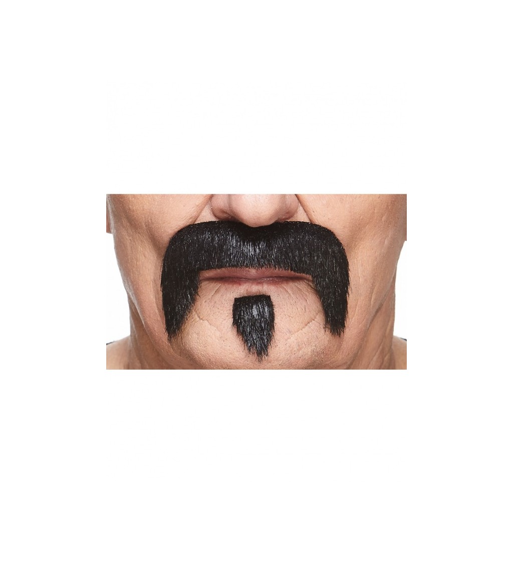 Nalepovací knírek s bradkou - černý