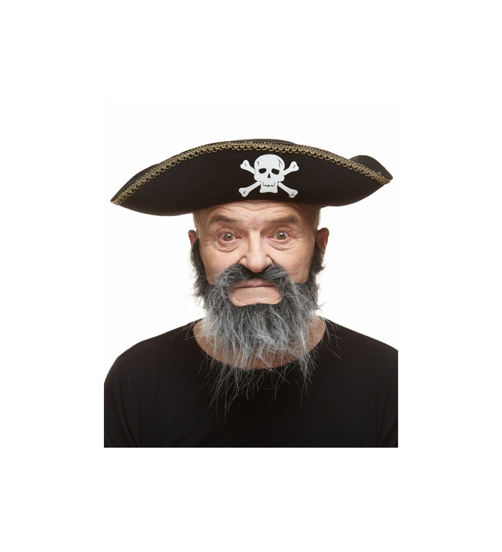 Nalepovací pirátské vousy - šedo-černé