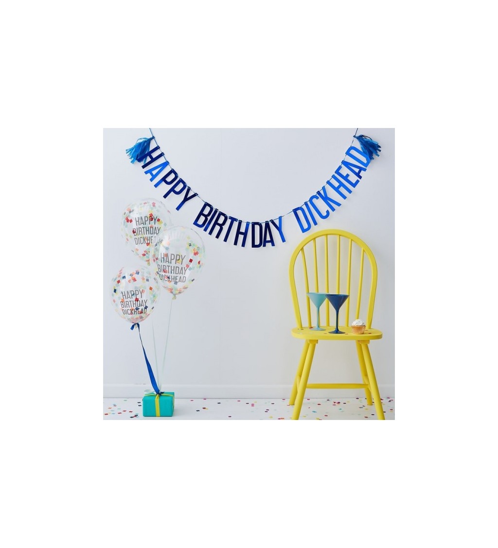 Girlanda a balónky Happy Birthday Dickhead