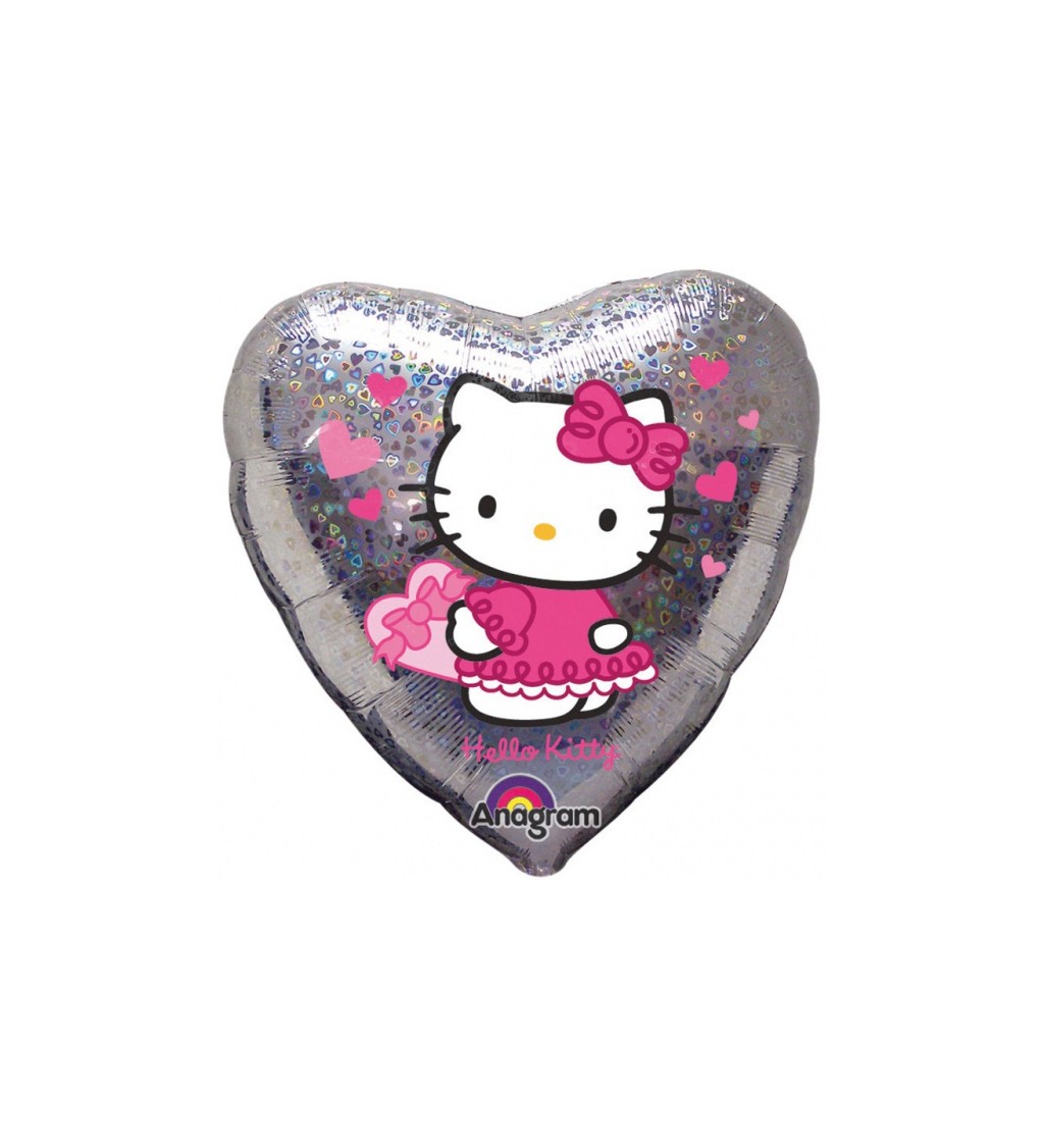 Fóliový balónek - srdce s Hello Kitty