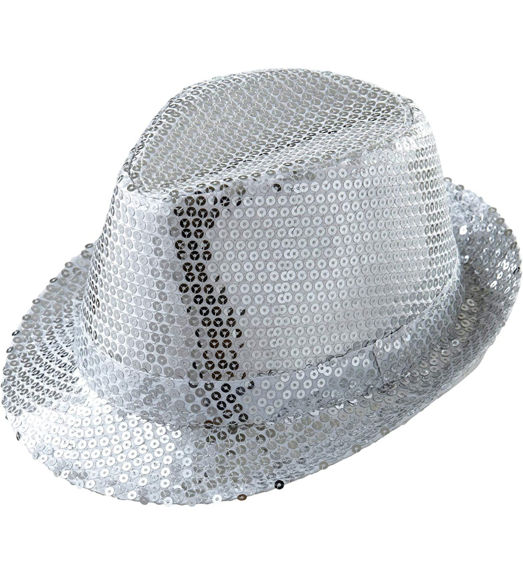 Stříbrný klobouk s flitry