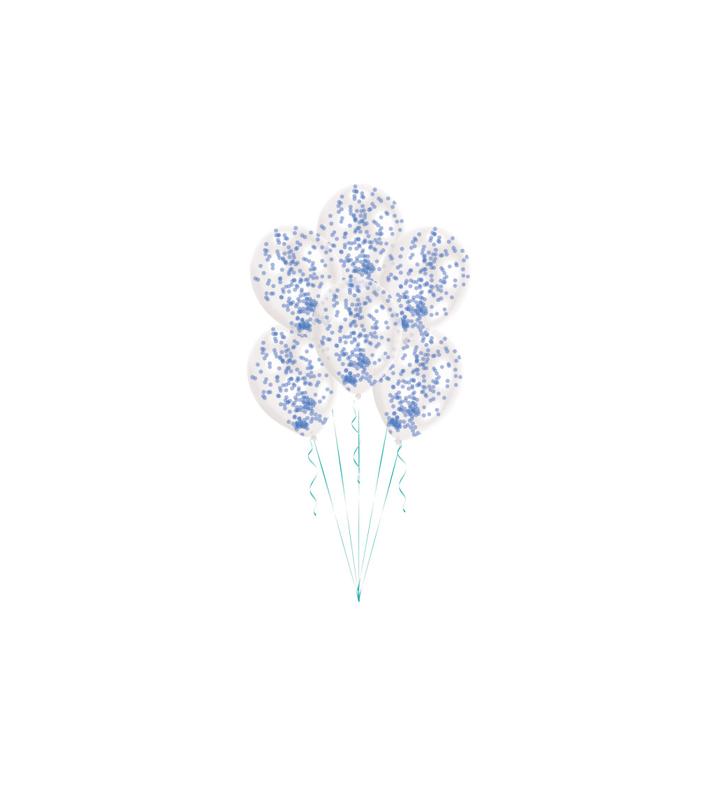Latexové balónky 27,5 cm modré konfety, 6 ks