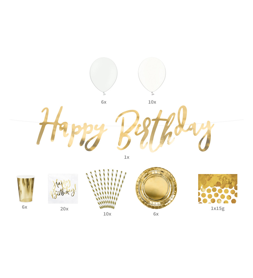 Set - Happy Birthday zlatý