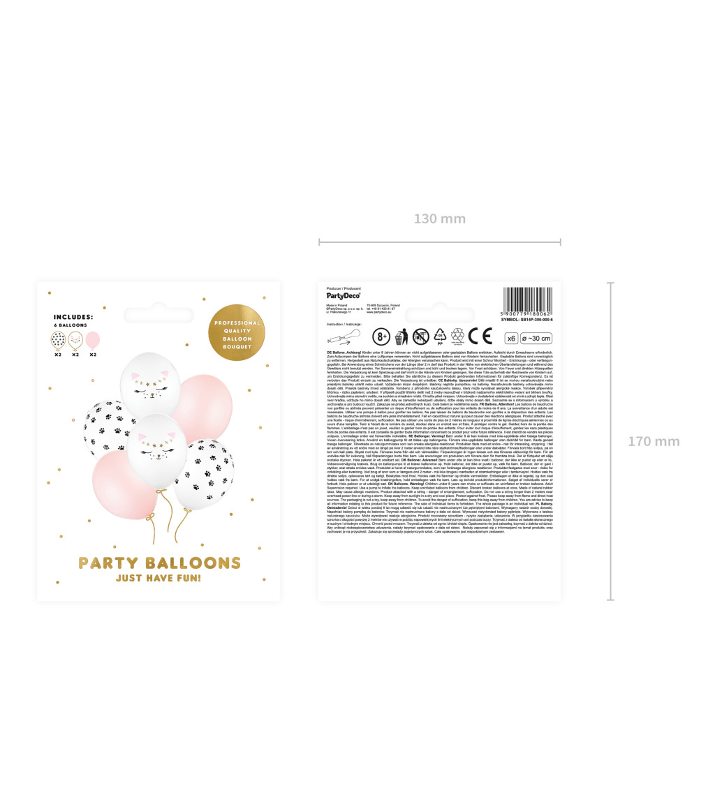 Latexová sada strong pastelová kočičky 30 cm 6 ks