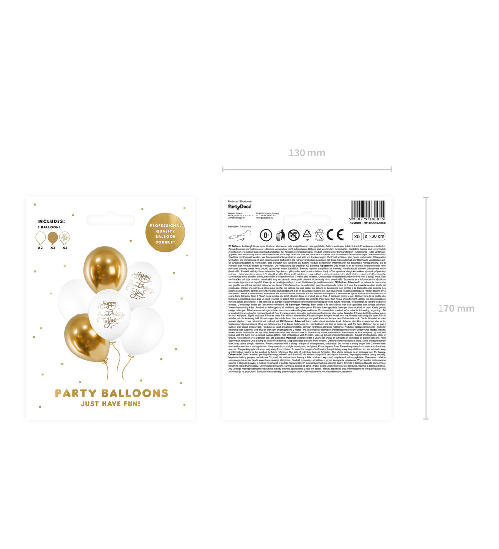 Latexová sada strong pastelová Happy Birthday 30 cm 6 ks