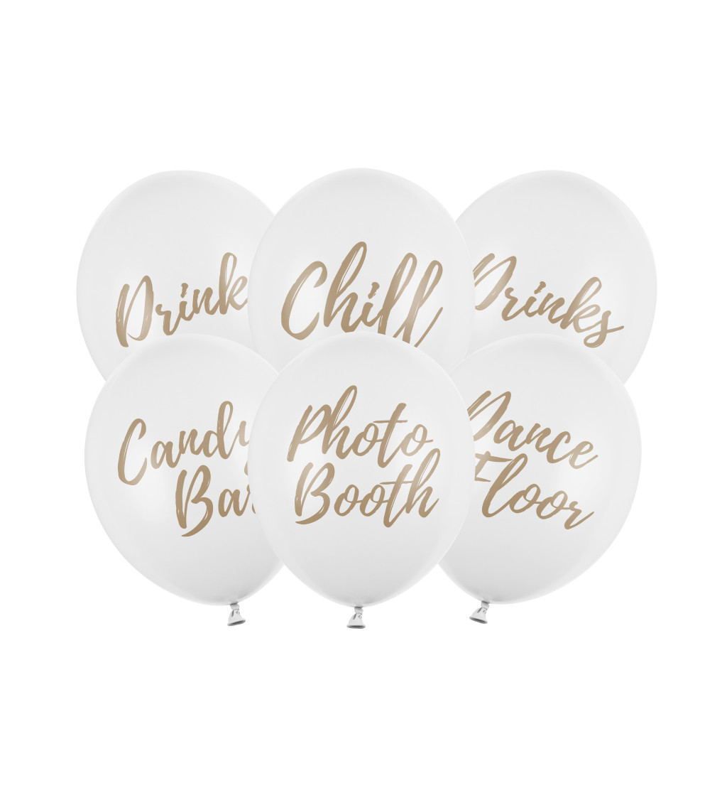 Mix bílých balonků s nápisem