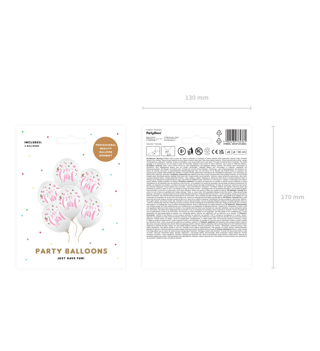 Latexové balónky strong pastelové It's a girl 30 cm 6 ks