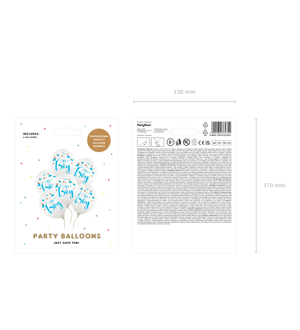 Latexové balónky strong pastelové bílé It's a boy 30 cm 6 ks