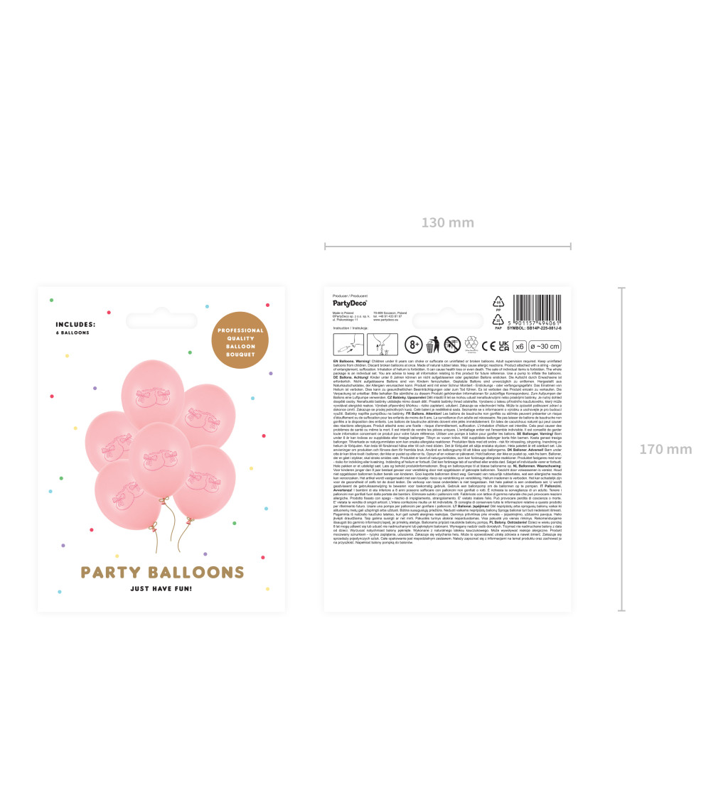 Latexové balónky růžové baby girl 30 cm 6 ks