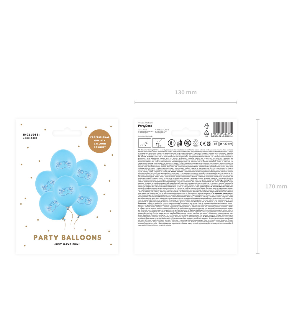 Latexové balónky strong pastelové baby boy 30 cm 6 ks