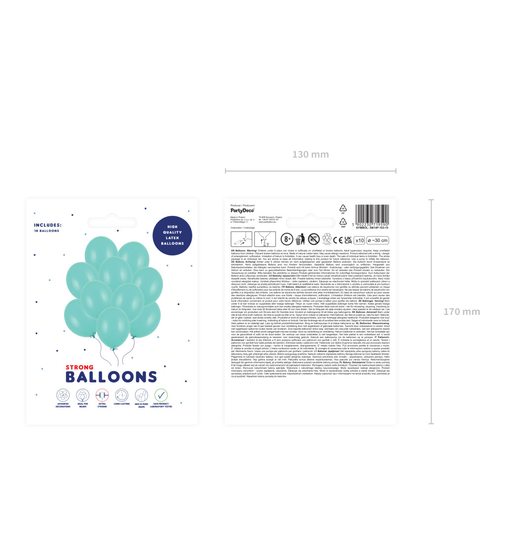 Latexové balónky strong pastelové tyrkys 30 cm 10 ks