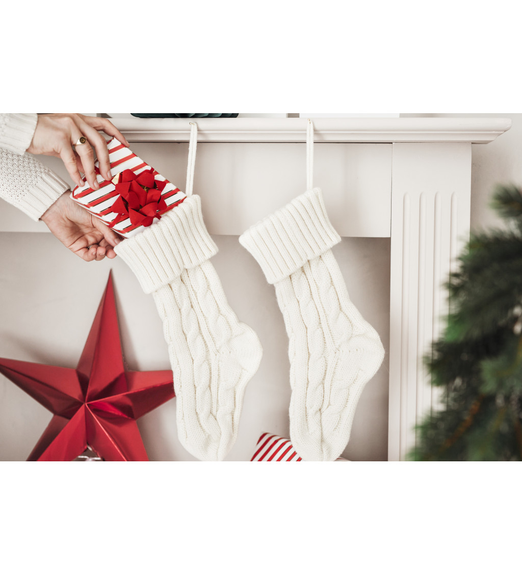 Vánoční krémová ponožka