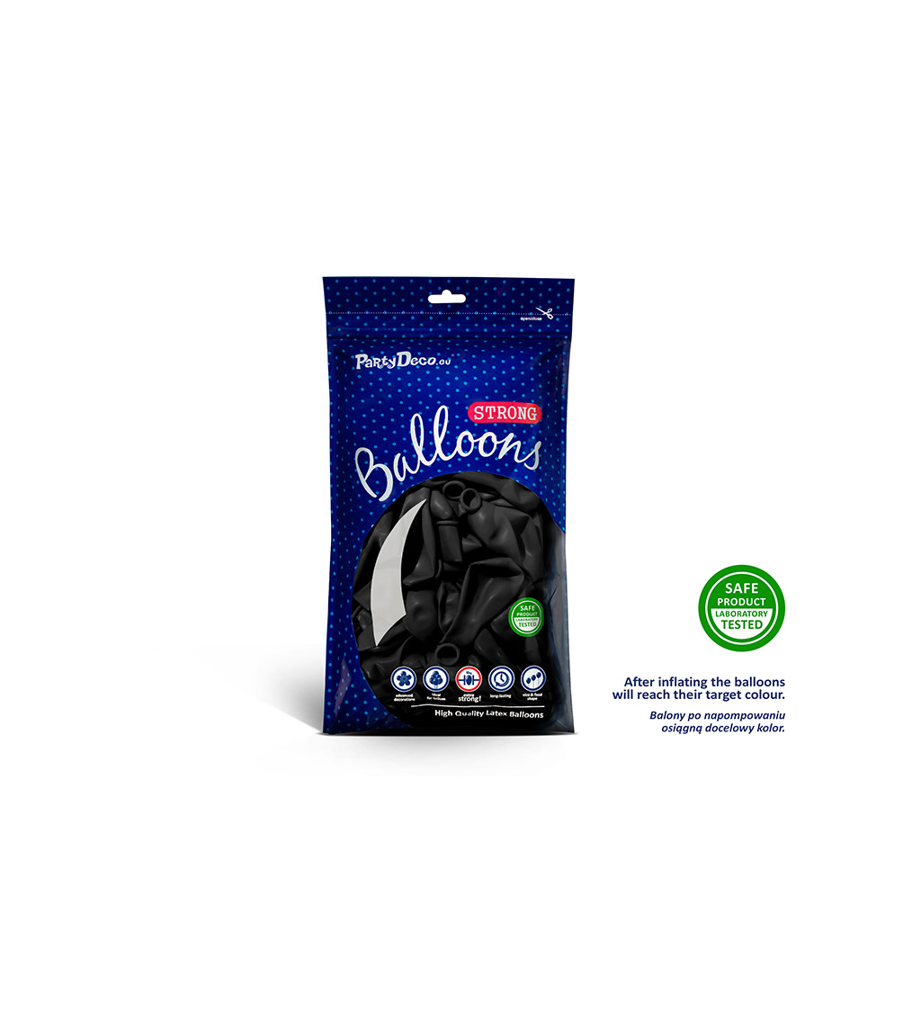 Latexové balónky strong pastelové černé 30 cm 10 ks