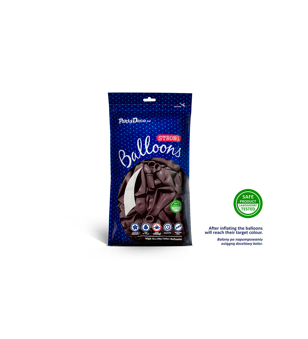 Latexové balónky strong metalické bordó 30 cm 100 ks
