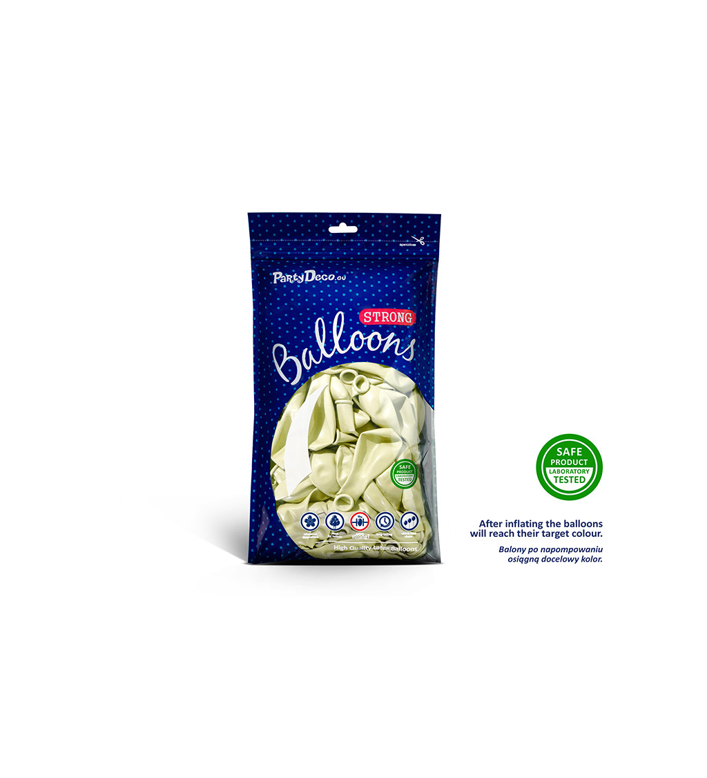 Latexové balónky strong metalické krémové 30 cm 100 ks