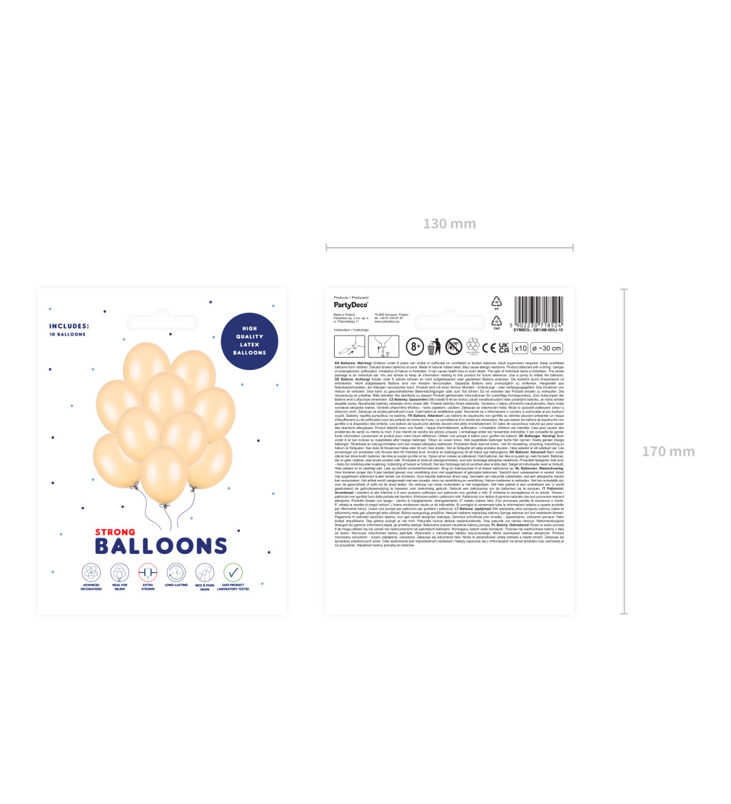 Latexové balónky strong metalické krémové 30 cm 10 ks