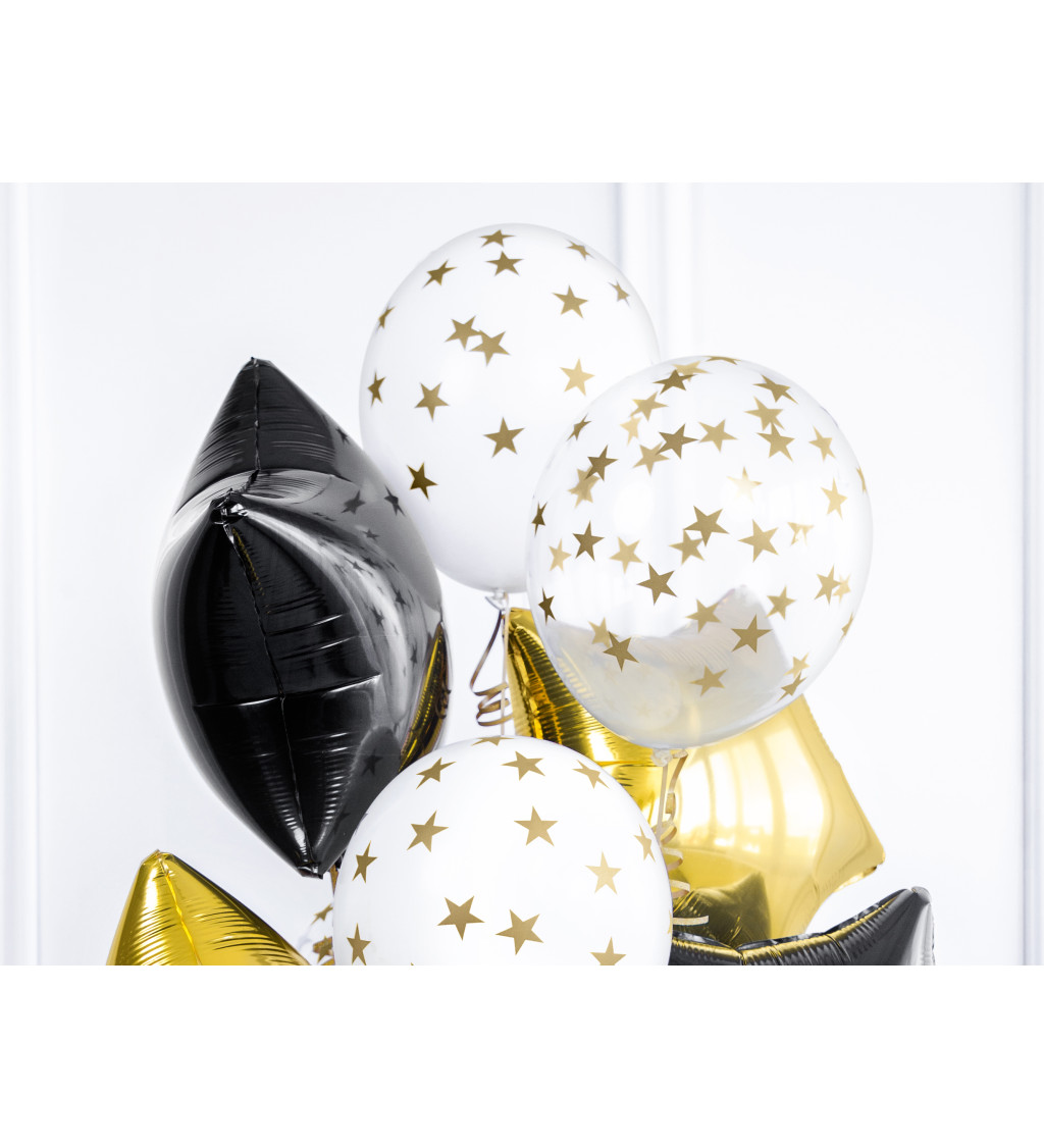 Latexové balónky 30 cm hvězdy zlaté, 6 ks