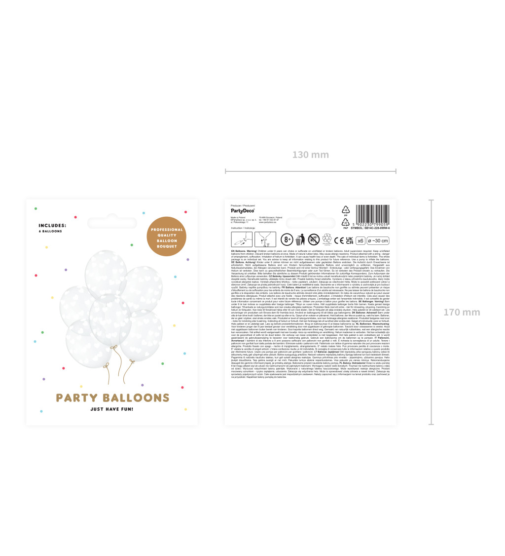 Latexové balónky průhledné bílé srdce 30 cm 6 ks