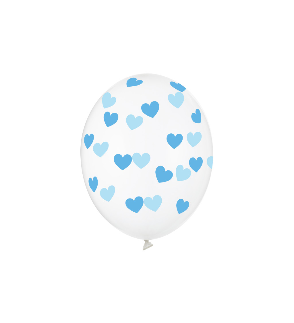 Latexové balónky 30 cm modré srdce, 50 ks