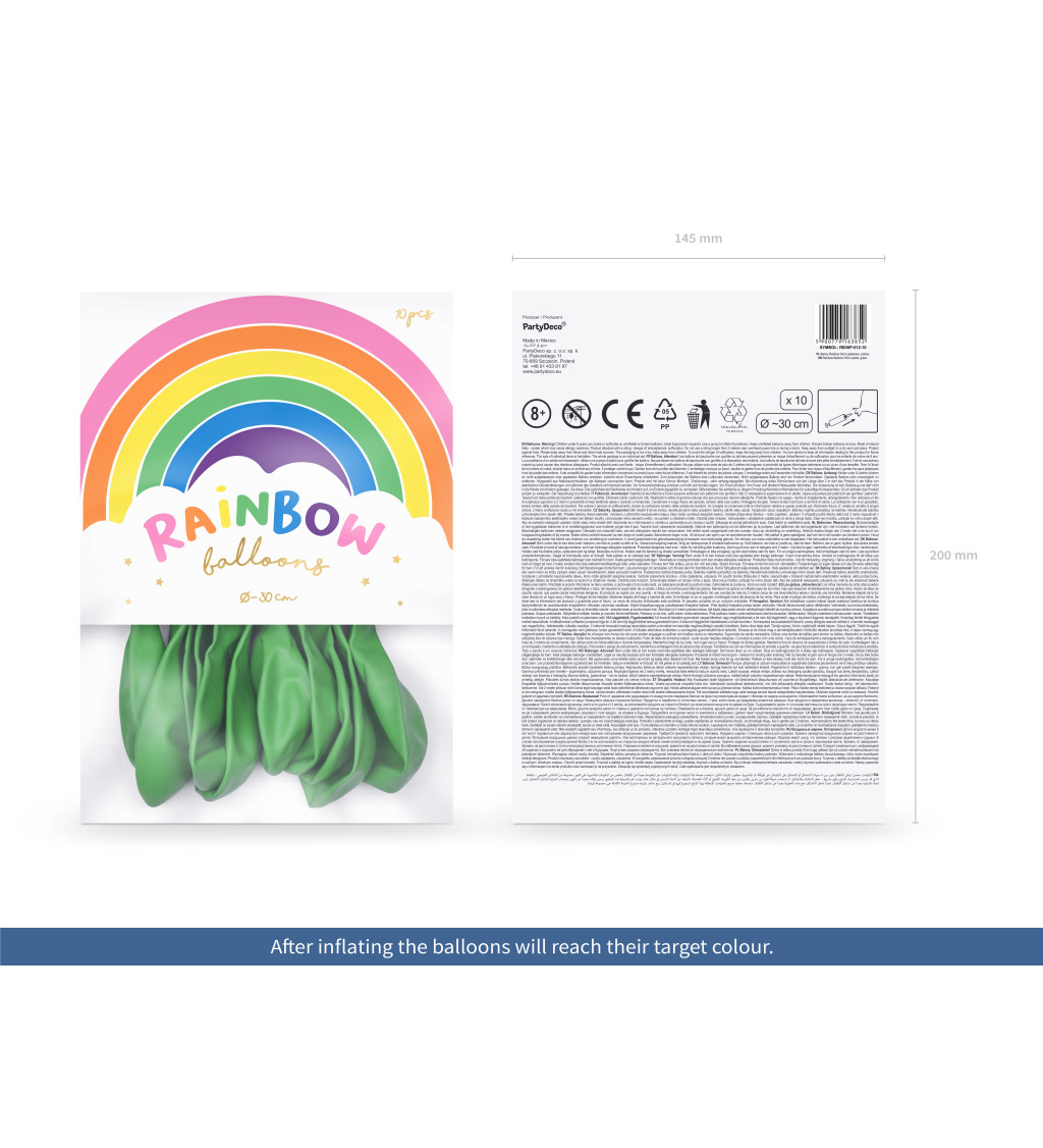 Latexové balónky pastelové zelené 30 cm 10 ks