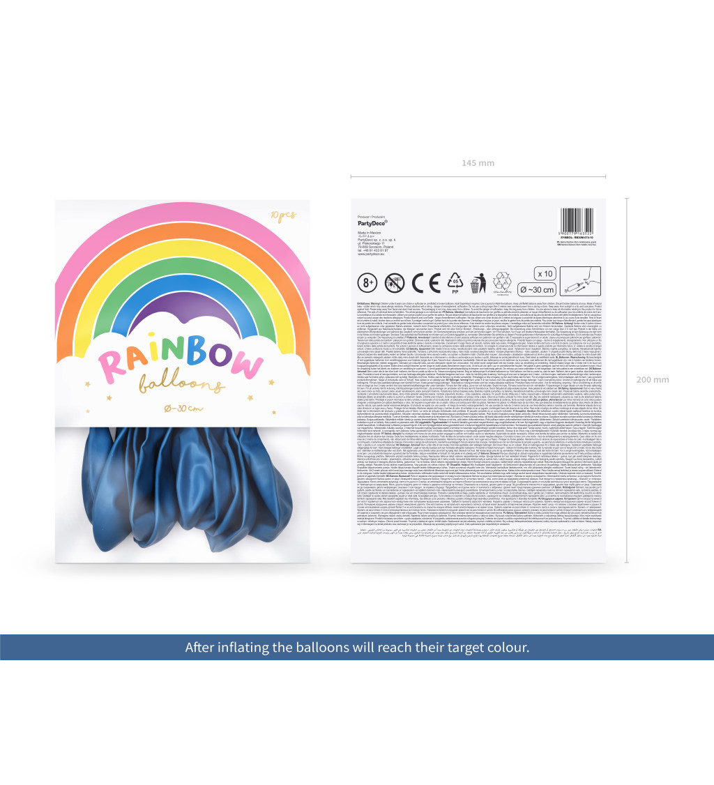 Latexové balónky metalické tmavě modré 30 cm 10 ks