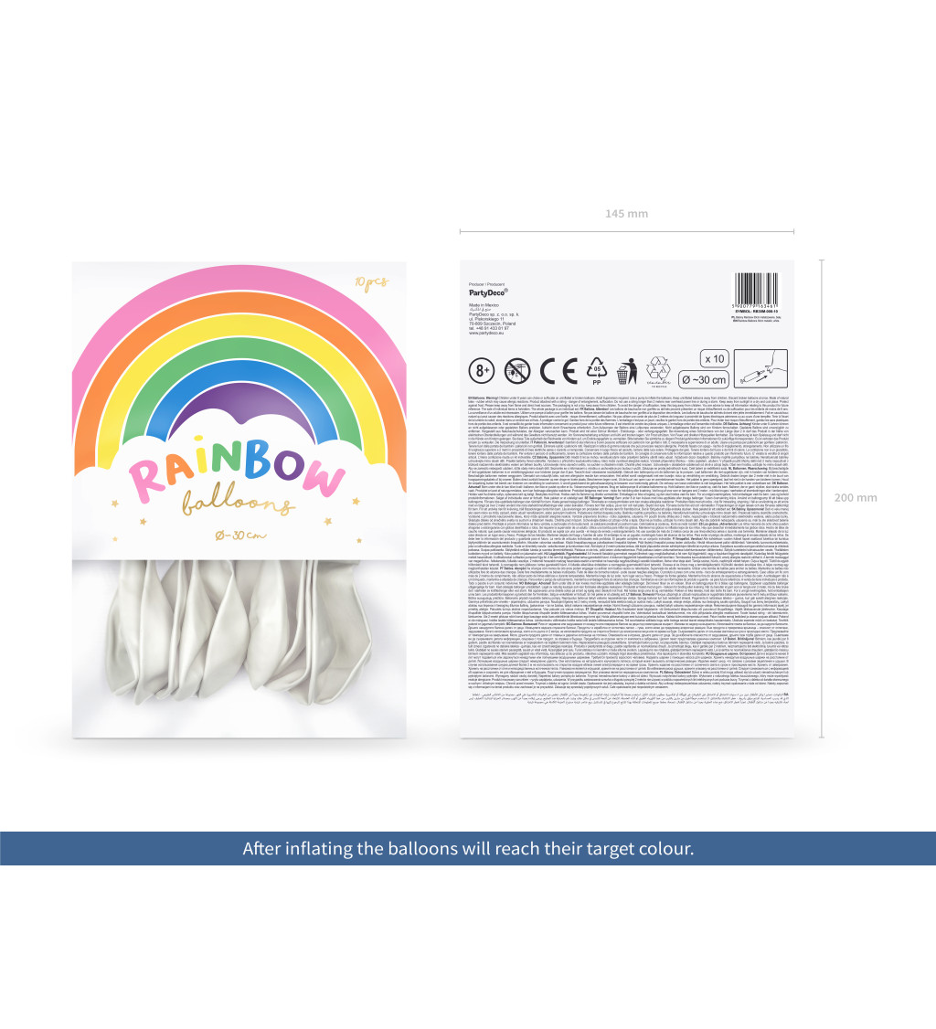 Latexové balónky metalické bílé 30 cm 10 ks